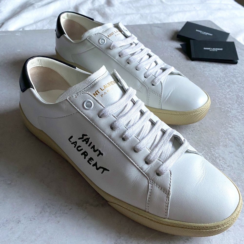 Saint Laurent Court Classic SL/06 Embroidered Leather Sneakers